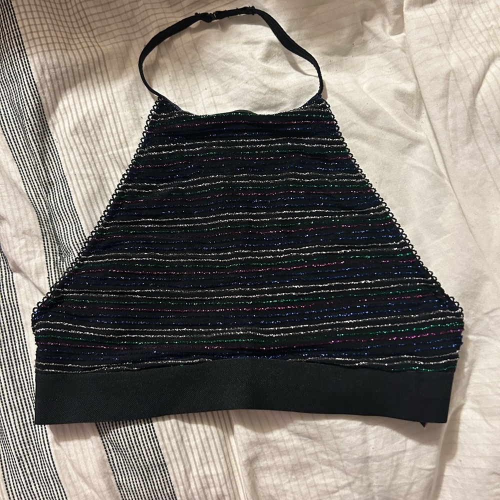 VS sm Glitter stripe halter bralette